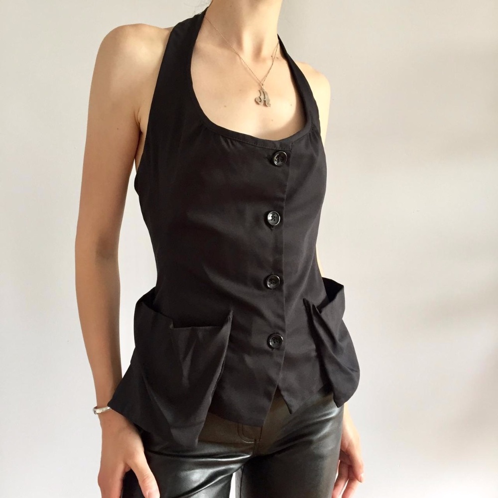 Elegant Black Halter Tank Top